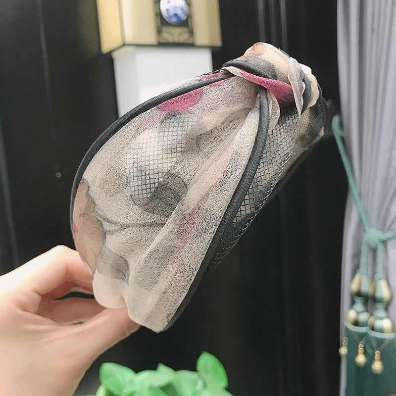 New Fabric Polka Dot Floral Lace Mesh Headband