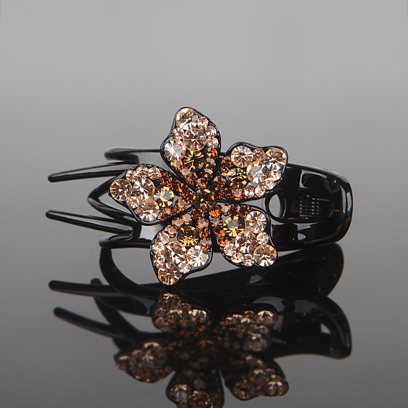 Barrettes Back Head Three-jaw Clamps Rhinestone Flower