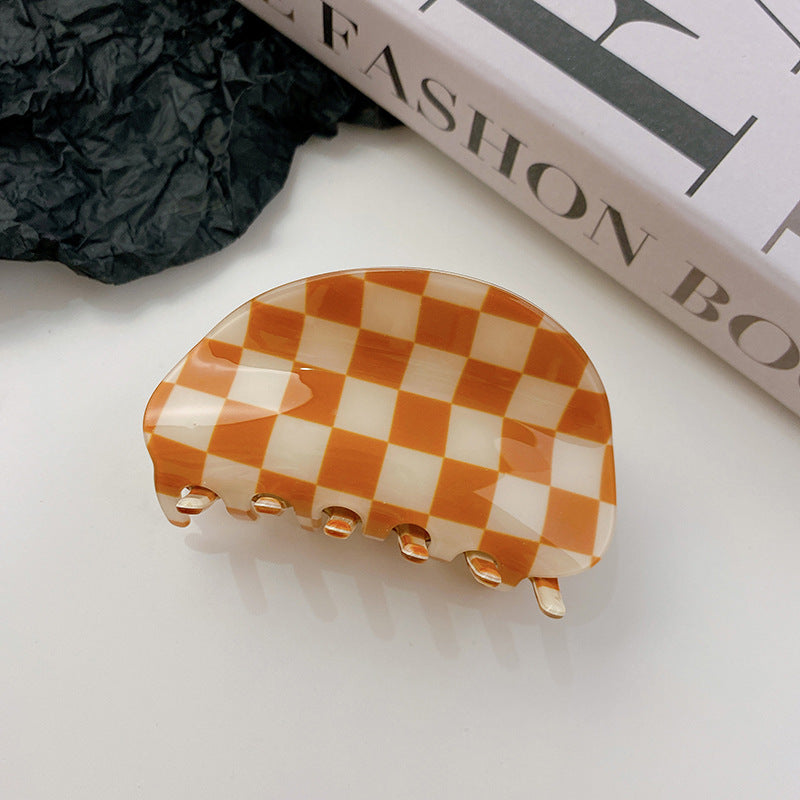 PVC Fashion Black And White Checkerboard Grip Clip Women