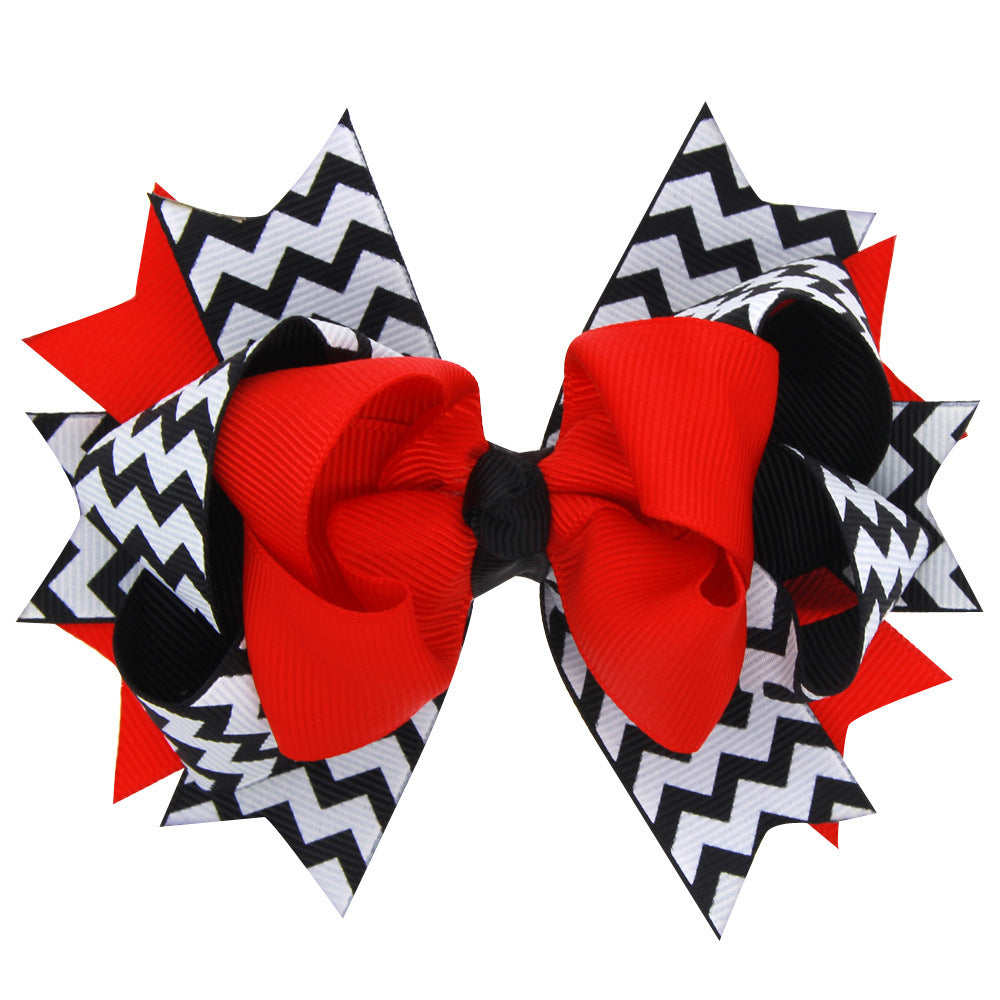 European And American Children's Wavy Bow Hairpin Color Matching
