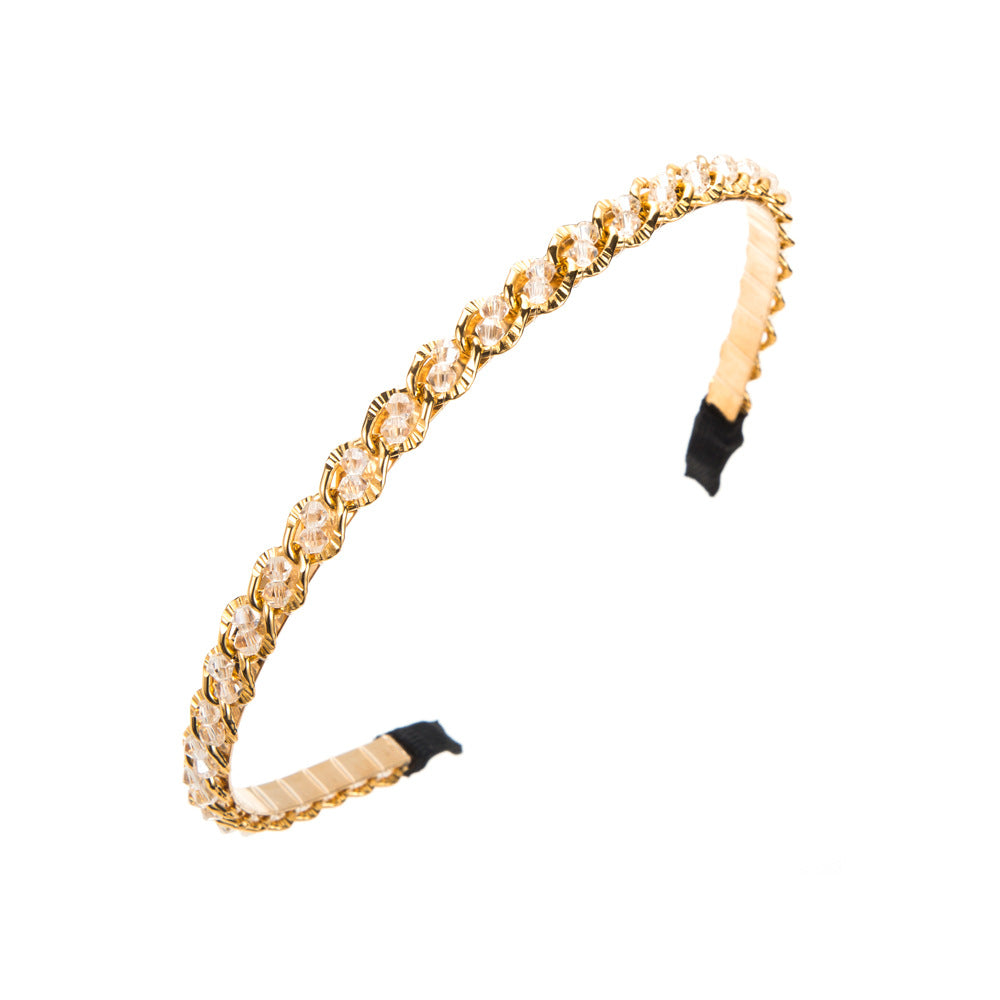 Retro Metal Korean Crystal Chain Winding Headband