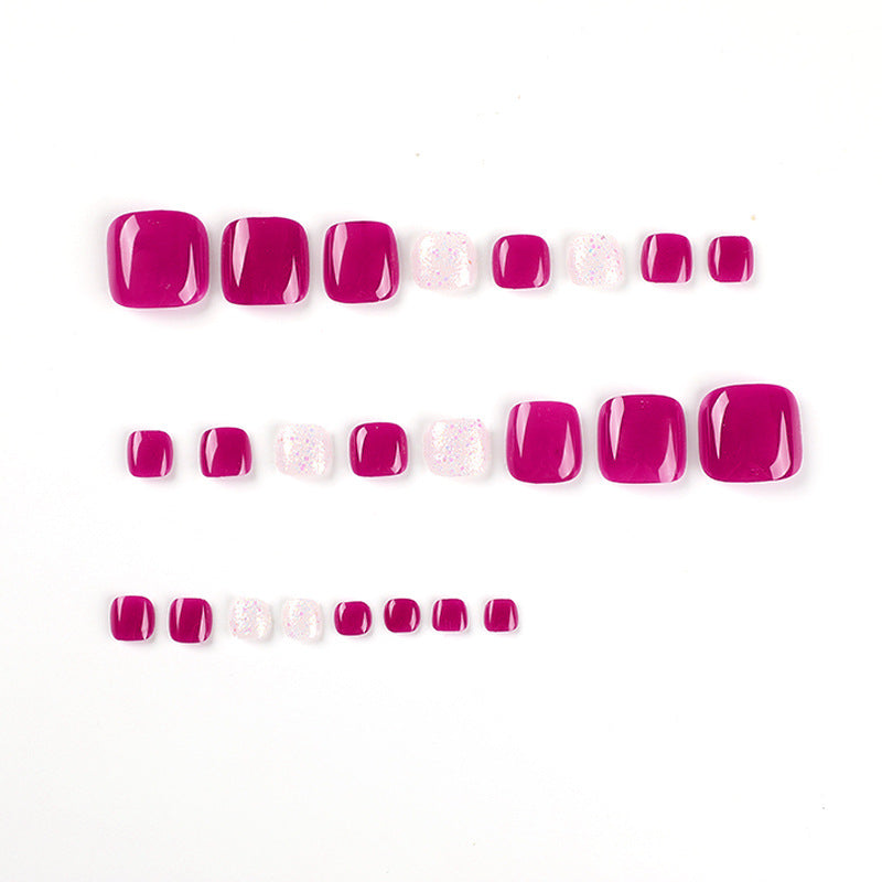 Wear Nail Polish Piece Rose Red Toenail Glitter White Short Nail Detachable