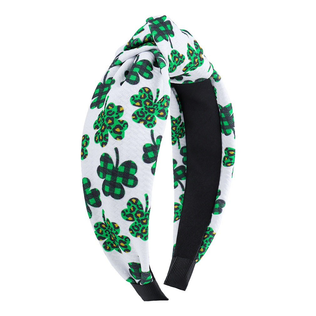 St Patrick's Holiday Clover Seersucker Knotted Hair Hoop
