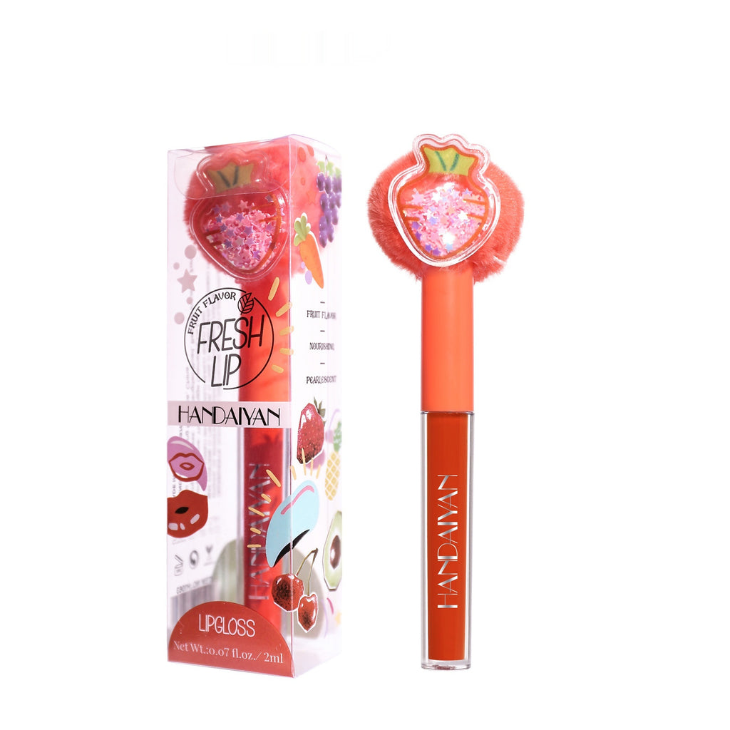 Lip Gloss No Stain On Cup Lipstick Fruit Plush Head
