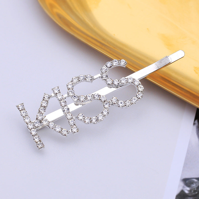 Letter Side Clip Bangs Rhinestone