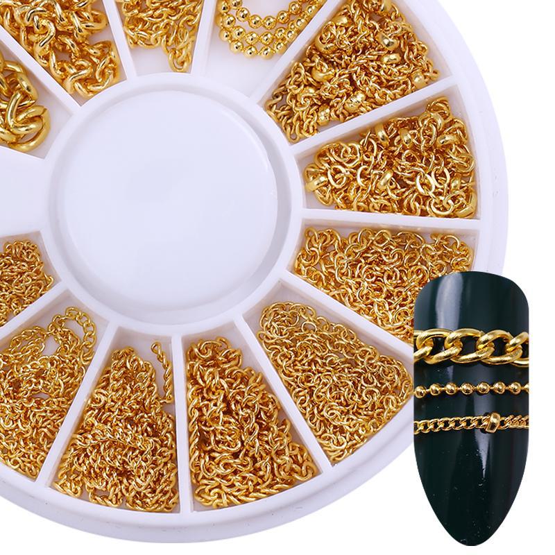 Born Pretty Nail Beauty Chain Alloy DIY Gold Beads