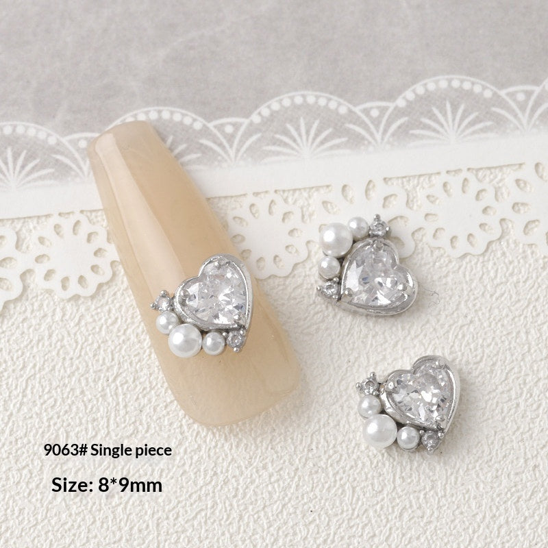 Silver Zircon Bow Nail Art Accessories