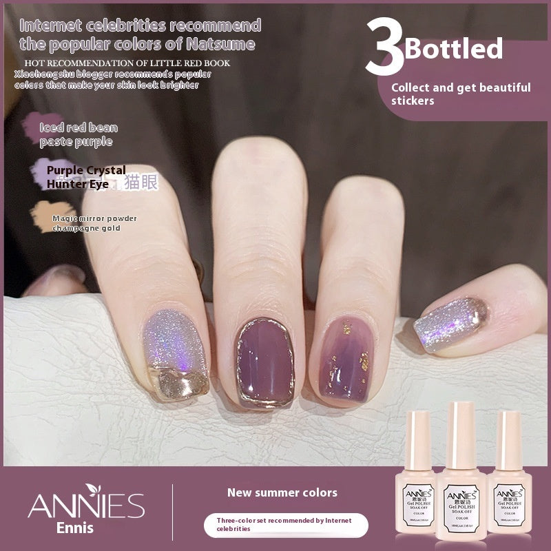Annies Ennis Women's Three-color New Ice Jelly Nude Color Gel Nail Polish Suit