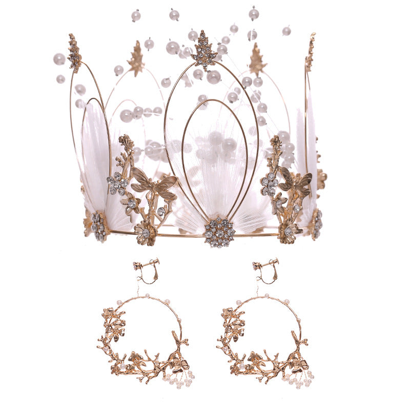 Ladies Alloy Pearl Full Circle Bridal Crown Tiara