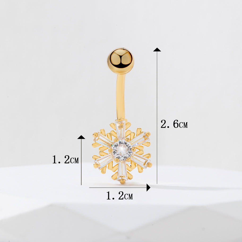Nail Snowflake Zircon Navel Ring
