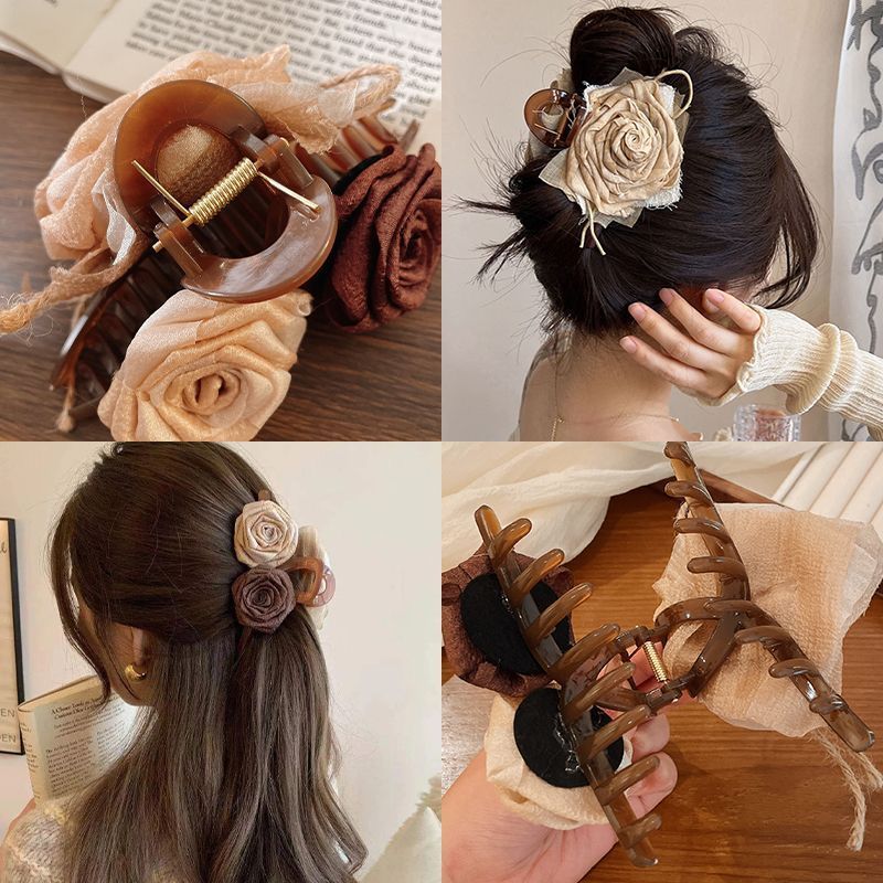 Dried Rose Flower Hair Clip For Women