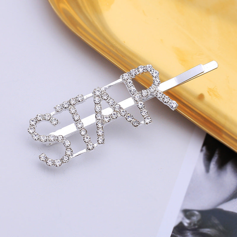 Letter Side Clip Bangs Rhinestone