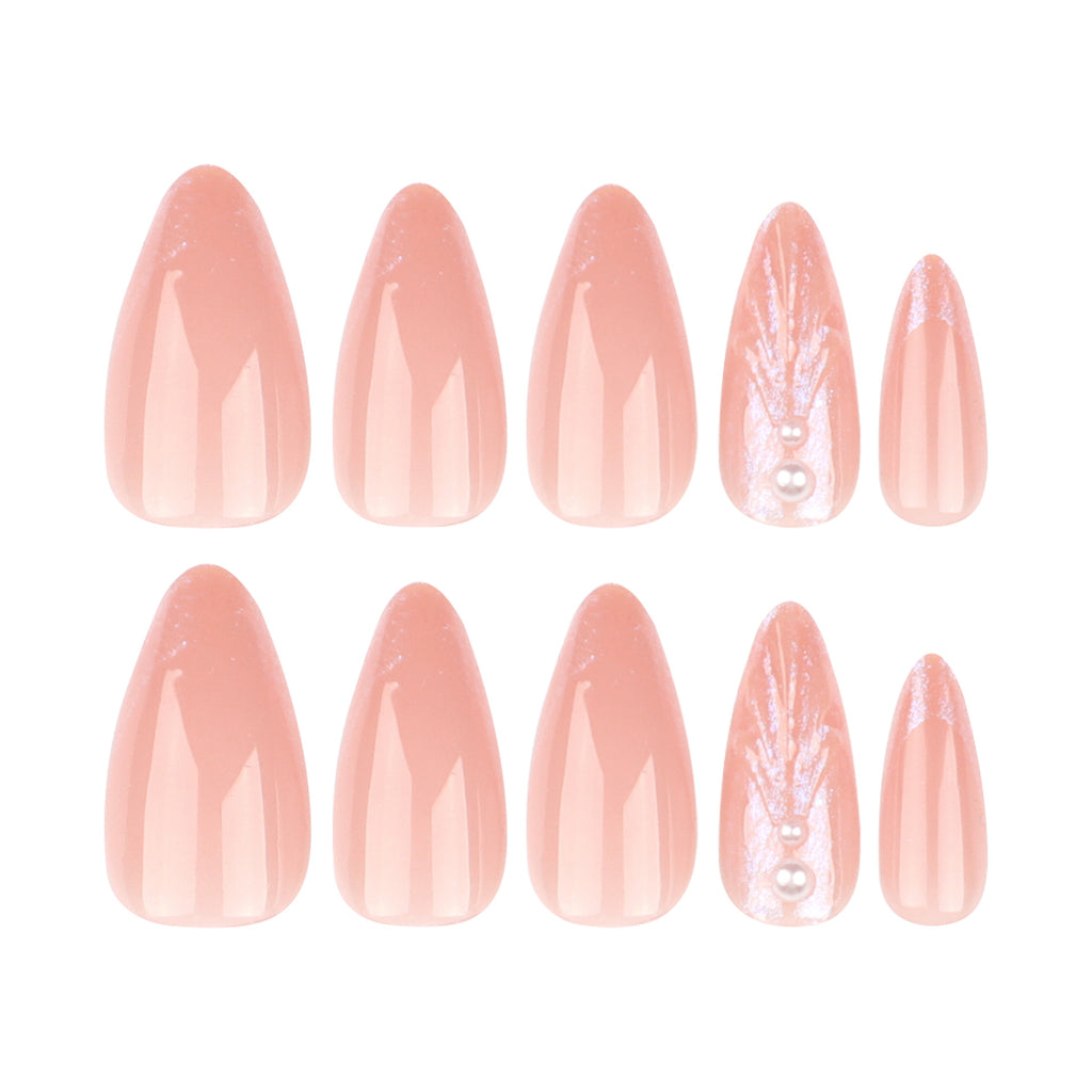 Nude Almond-shaped Three-dimensional Shell Wear Nail Polish