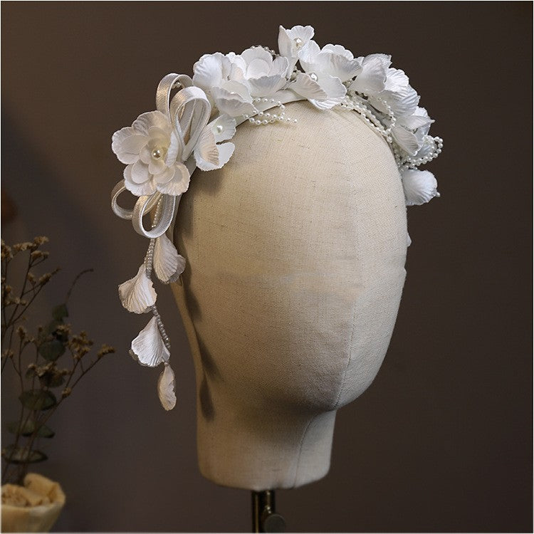 Handmade Satin Embossed Flower Hair Hoop