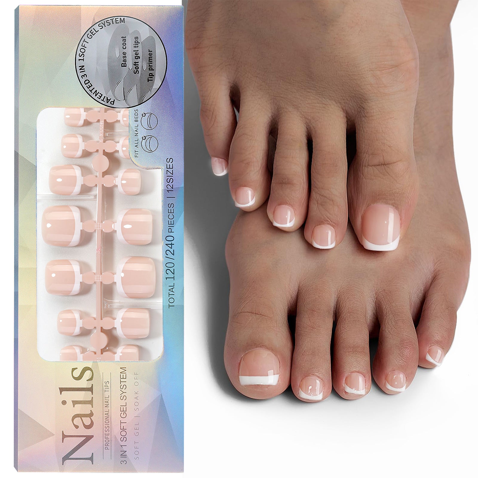 French Nail Finished Wear Nails Frosted Toe Nail Patch