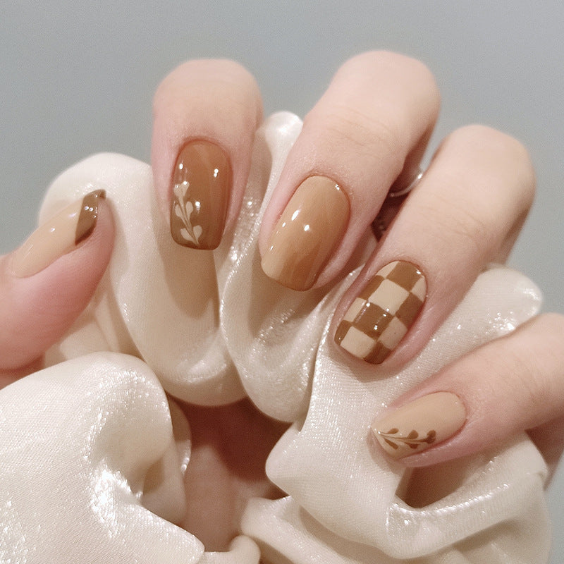Beauty Nails Kurixiang Latte Pull Wearing Nail Nail Patch Nail Patch