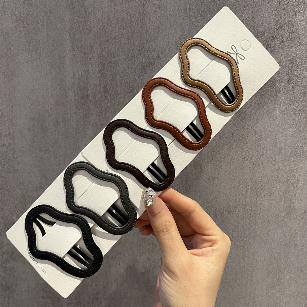 Female Leather Hollow Cloud Bangs Hair Clip