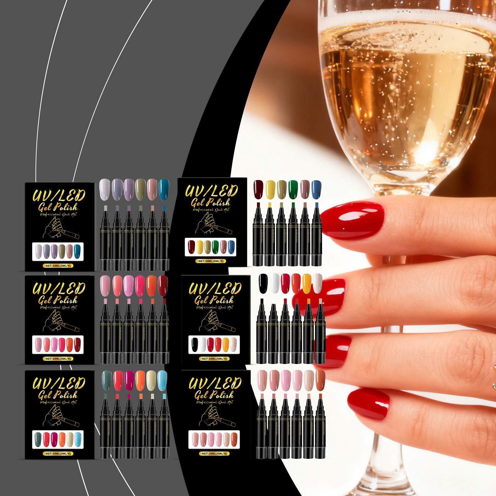 UV/LED Nail Polish Glue Pen Set