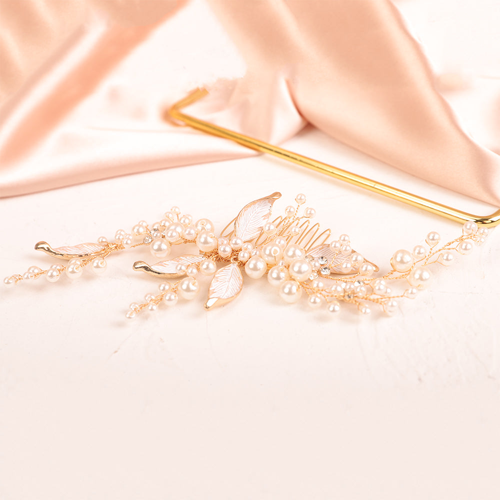 Pearl Leaf Hair Comb Insert Comb Accessories