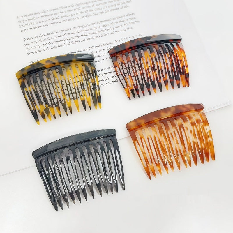 Pixie-cut Bangs Leopard-print Non-slip Hair Bun Comb