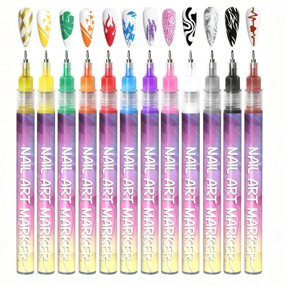 Doodle Nail Art Pen 12-color Liner Paint Brush Nail