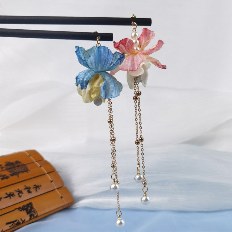Ancient-style Tassel Hairpin Glowing Lantern Silk Flowers