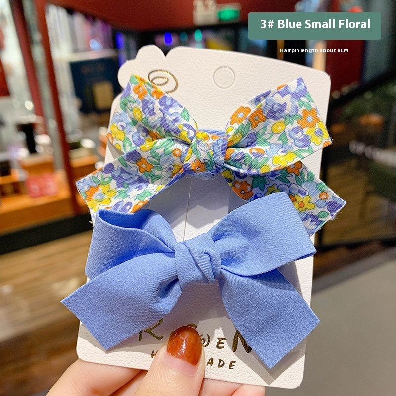 Girls' Bow Floral Fabric Barrettes