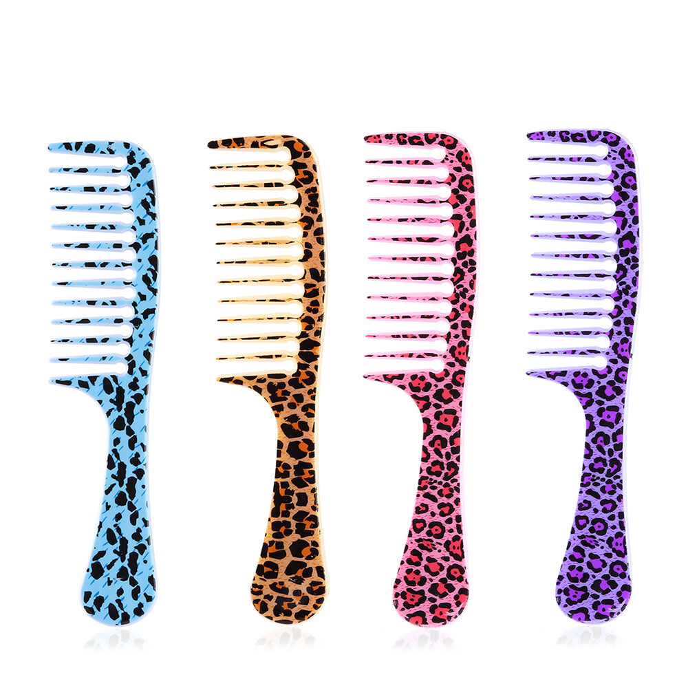 Fashionable Plastic Leopard Print Large Tooth Comb