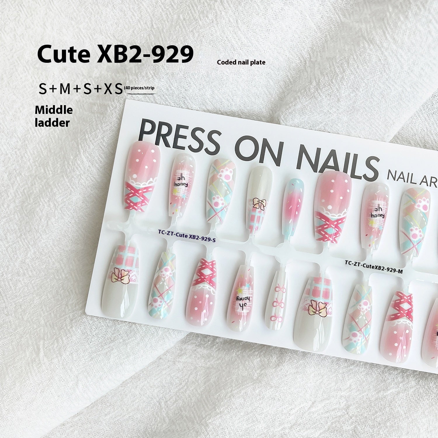 Press On Nails Dopamine Sweet Cool Style Bow French Fake Nail Tip