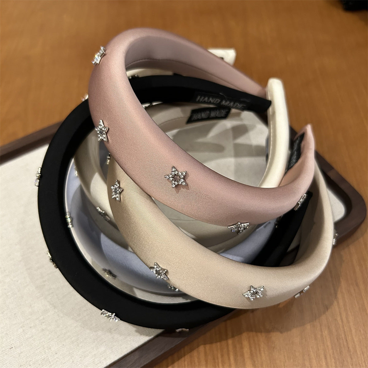 Headband For Women High-Crown Headband With Starry Rhinestones Hair Clip For Flyaways