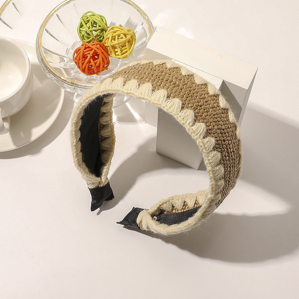 Wool Lafite Hairband Simple Cross Knot