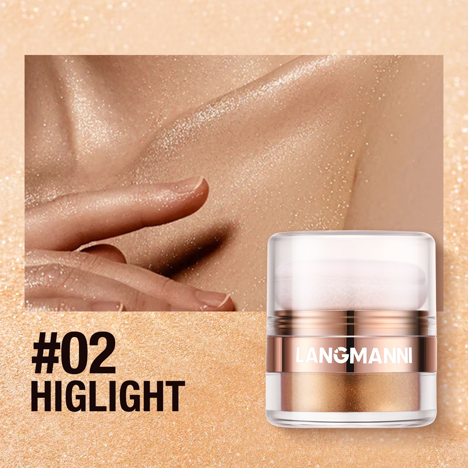 Langmanni Highlight Face Powder Pat Face Body Blush Shading Powder