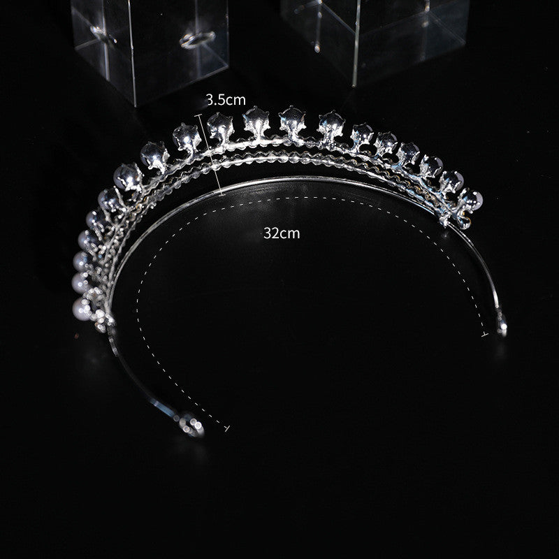 Crown Wedding Bride Headband Pearl Rhinestone Headwear