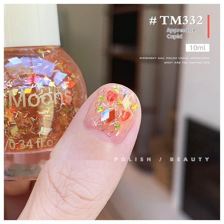 Moons White Sequins Nail Polish Baking-free And Tear-free