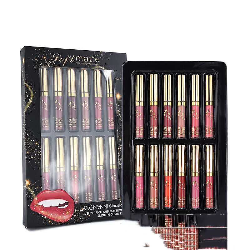 12 Color Matte Lip Gloss Set Matte Long Lasting