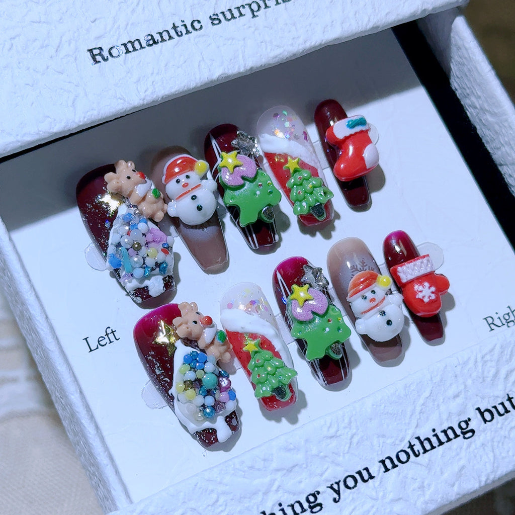 Romantic Surprises Handmade Christmas Series Wear Nail Detachable Nail Beauty