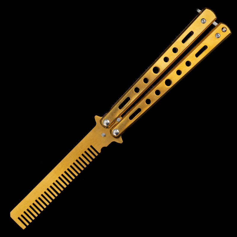 Uncut Butterfly Training Comb Stainless Steel Shake Hand Comb