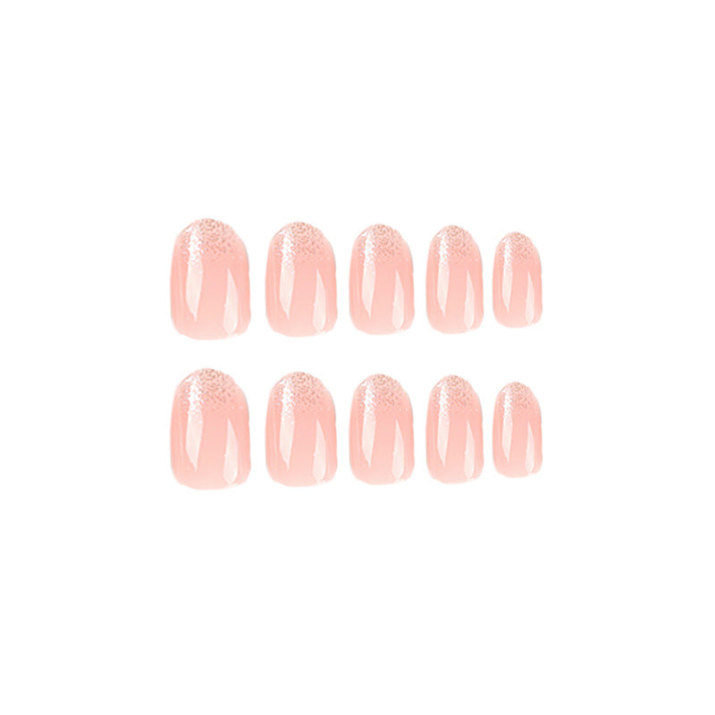 Short Oval Glitter French Wear Finished Nail Beauty