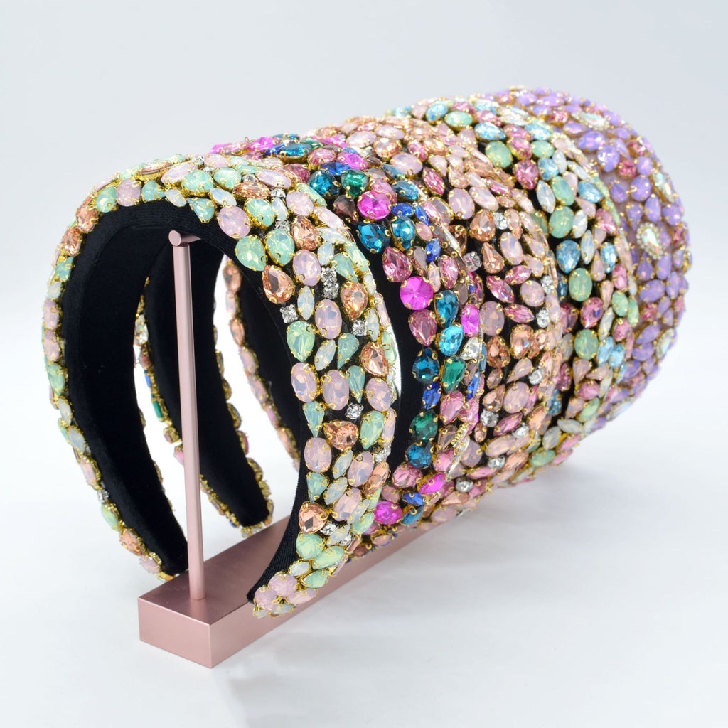 Rhinestone Gem Sponge Wide-brimmed Handmade Headband