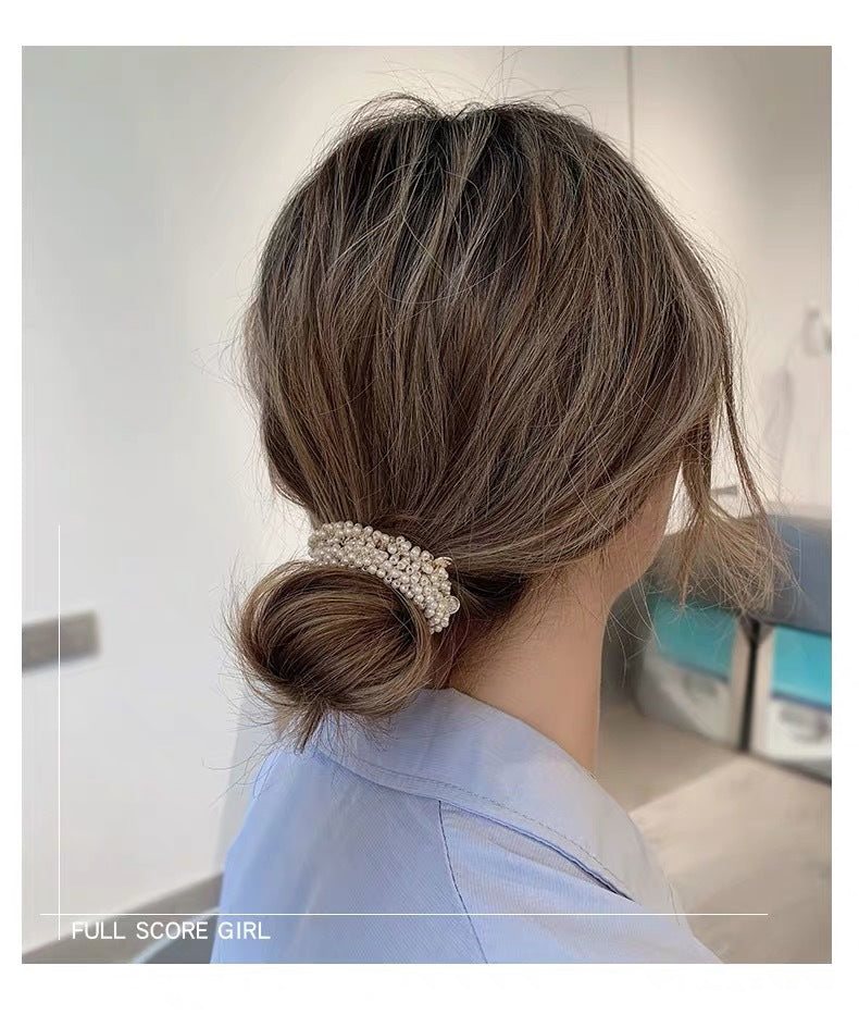 Ladies crystal imitation pearl hair rope