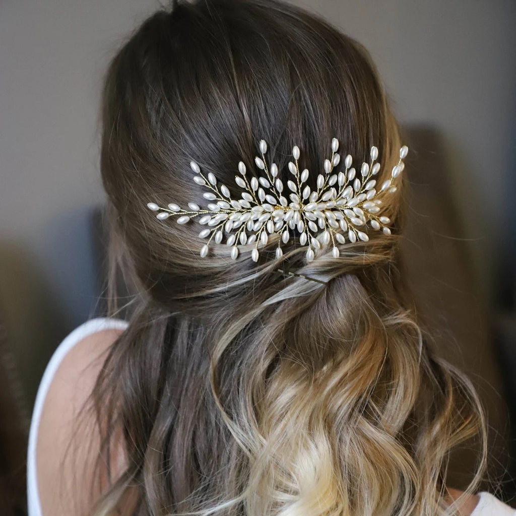 Bridal Wedding Headdress Wheat Pearl Handmade Comb