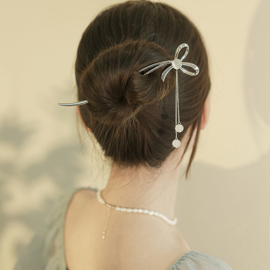 Bow Hairpin Simple Modern Crystal