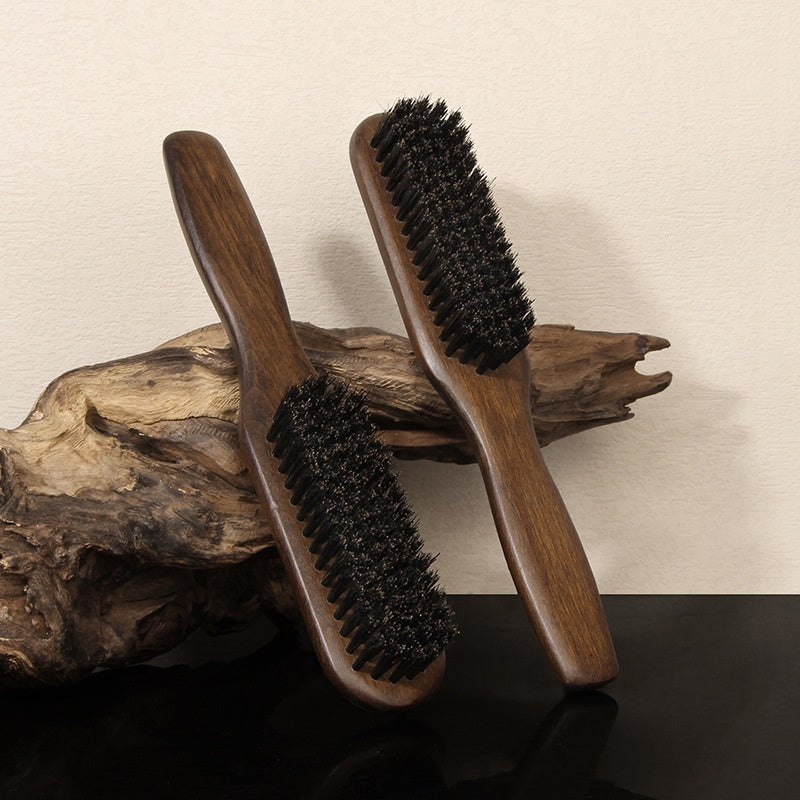 Boar Bristle Beard Comb Solid Wood Hair Brush For Mens Beards