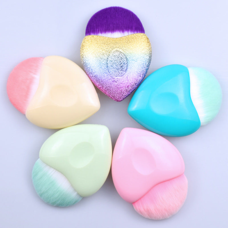 Single Makeup Brush Heart-shaped Heart-shaped Ingot Powder Foundation Brush Heart-shaped Makeup Brush Colorful MOCCIOL