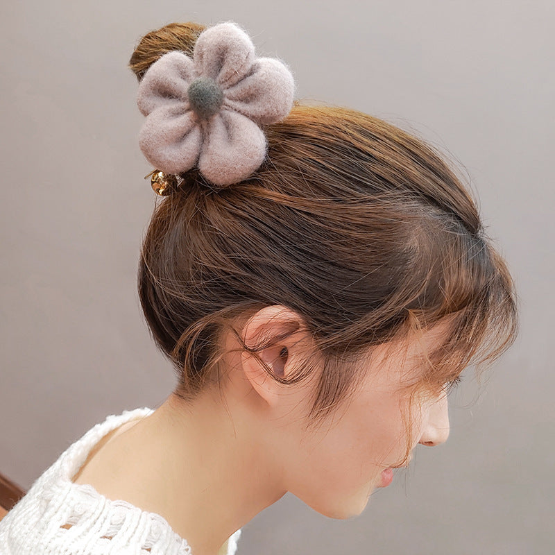 Flower Hair Circle Plush Leather Case