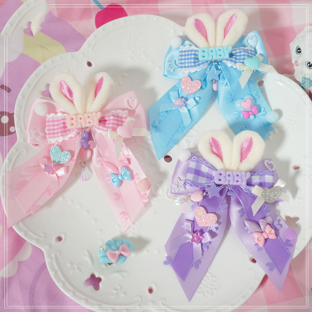 Bunny ear bow hairpin