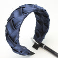 Faux Silk Plaid Satin Crumpled Solid Color Wide-Brimmed Headband