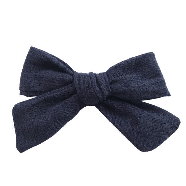 Cotton and linen bow hairpin