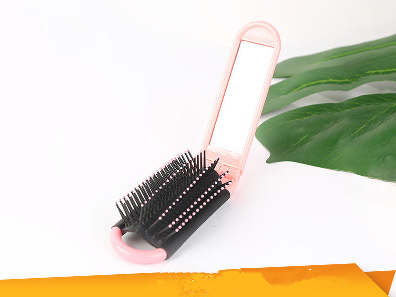 Portable folding comb with mirror