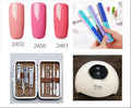 Nail Glue+Stainless steel nail clipper set+Six-sided Polishing Nail Tool+Nail rubber baking lamp